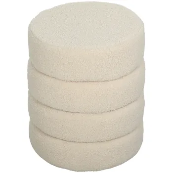 HOMCOM Taburet, rotund, teddy-fleece, pana la 120kg, ?40x45H cm, Bej | Aosom Romania imagine