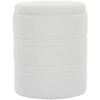 HOMCOM Taburet Rotund Tip Pouf cu Spatiu de Depozitare 33L din Sherpa cu Capac, Capacitate 120kg, Living, Hol, Alb | Aosom Romania imagine