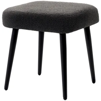 HOMCOM Taburet, suport pentru picioare, scaun captusit, aspect casmir, picioare din otel, 42 x 42 x 47 cm, Gri inchis | Aosom Romania imagine