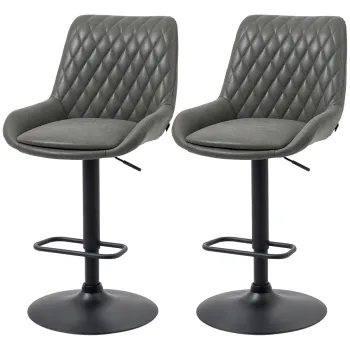 HOMCOM Tabureti de Bar Tabureti de Bucatarie, Design Tabureti de Inaltime, cu Suport pentru Picioare, 51 cm x 59 cm x 117 cm, Gri inchis + Negru | Aosom Romania imagine