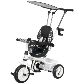 HOMCOM Triciclu Copii cu Umbrela Pliabila, Cana Detasabila si Cos de Depozitare 105 x 47 x 98 cm Otel Alb si Negru | Aosom Romania imagine