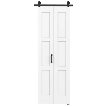 HOMCOM Usa 71x213cm, Stil Rustic, Kit de montaj, Maner, Alb efect lemn. | Aosom Romania imagine