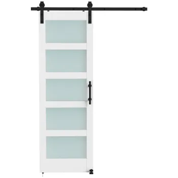 HOMCOM Usa Culisanta Interior Rustica cu Sina Silentioasa, Kit Feronerie si Maner, Alb | Aosom Romania imagine