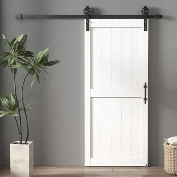 HOMCOM Usa Glisanta de Interior 81.3x213.4cm, Sina din Otel, Maner Imbunatatit, Role, Usa de Interior in Stil Industrial, din MDF si Lemn de Pin, Impermeabila, pentru Bucatarie, Baie, Living | Aosom Romania imagine