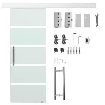 HomCom Usa glisanta din Sticla Temperata Satinata, cu Dungi, 77,5x205cm | Aosom Ro imagine