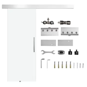 HomCom Usa glisanta din Sticla Temperata Satinata, cu Sina si Maner, 90x205cm imagine