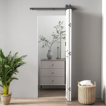 HOMCOM Usa Glisanta Pliabila 70x210 cm, Usa Pliabila Tip Portofel cu Maner si Suprafata Vopsibila, Alb | Aosom Romania imagine
