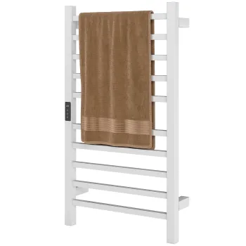 HOMCOM Uscator de Prosoape Electric cu 10 Bare, Timer, Afisaj LCD si Temperatura Reglabila, 45x11x80 cm, Alb | Aosom Romania imagine