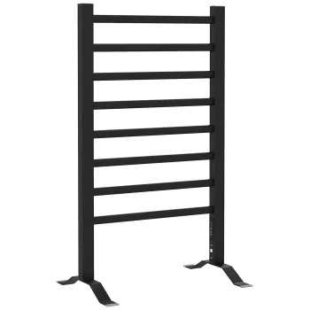 HOMCOM Uscator Electric de Prosoape, Cuier Incalzit cu 8 Bare si Temporizator de 2 sau 4 Ore, 53x35x90 cm, Negru | Aosom Romania imagine