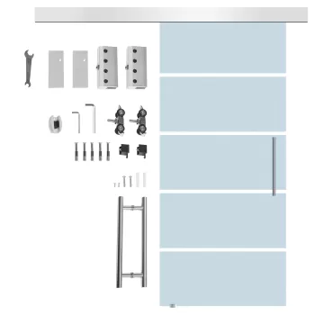 Homcom Usi glisante economice din sticla sablata si mata usi pentru interior cu sina si maner 102.5x205cm|Aosom.it imagine