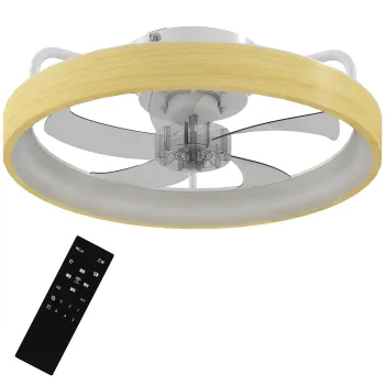 HOMCOM Ventilator de tavan cu lumina LED plafonier ventilator O49cm 7 pale 6 viteze luminozitate reglabila mod vara-iarna | Aosom Romania imagine