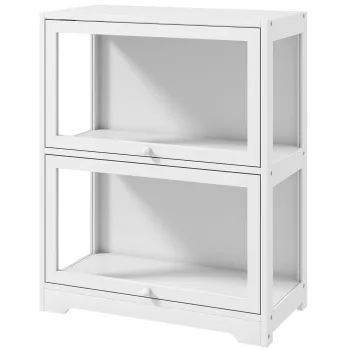 HOMCOM Vitrina expozitoare pentru colectii cu 2 niveluri, usi abatabile din acrilic pentru figurine 59,5x30x73 cm Alb | Aosom Romania imagine