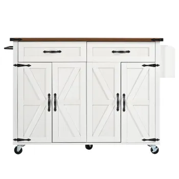 Insula de bucatarie cu blat rabatabil, cu 4 usi si 2 sertare, 140L x 45/73P x 92I cm, Alb imagine