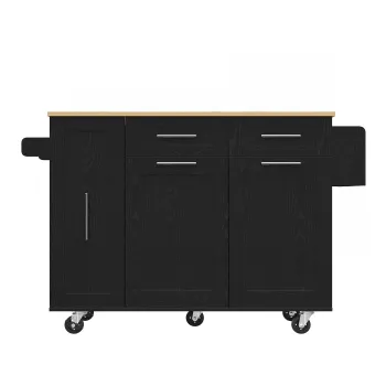 Insula de bucatarie cu blat rabatabil, Negru | Aosom Romania imagine