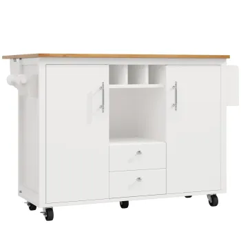 Insula de bucatarie cu masa rabatabila, Alb | Aosom Romania imagine