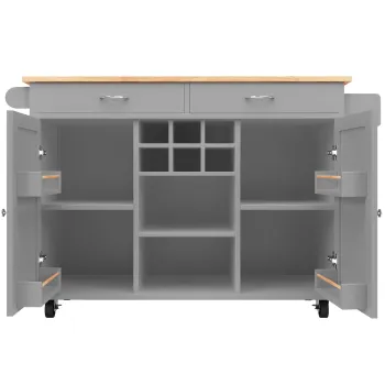 Insula de bucatarie moderna, masa de dining multifunctionala cu spatiu de depozitare, 102x45x92 cm, Gri imagine