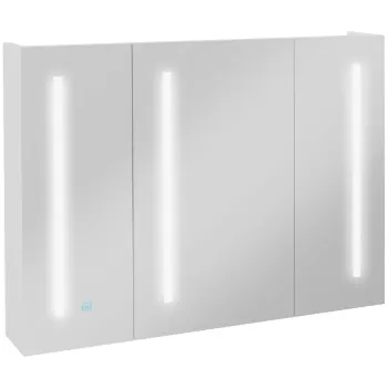 kleankin Dulap de Baie cu Oglinda cu Iluminare LED, Depozitare de Montat pe Perete, Incarcare USB, Raft Reglabil 90x15x70cm Alb Lucios | Aosom RO imagine