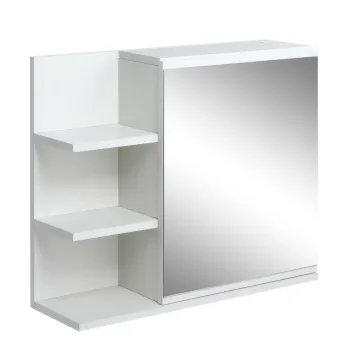 Kleankin Dulap de Baie cu Oglinda de Perete, Dulapior Suspendat cu Usa, Oglinda si 3 Rafturi Laterale, 60x18x50 cm, Alb | Aosom Romania imagine