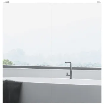 kleankin Dulap de baie cu oglinda, dulap de depozitare 2 usi 3 nivele raft reglabil 60 x 15 x 60 cm alb | Aosom Romania imagine