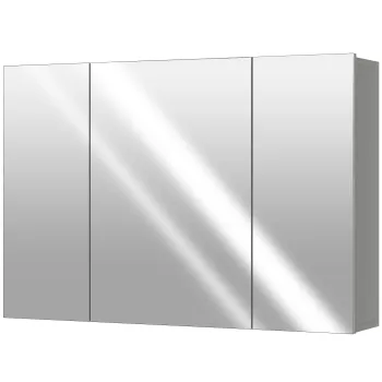 kleankin Dulap de baie suspendat cu 3 usi oglinda si polite reglabile din MDF Gri dim. 90L x 15l x 60H cm | Aosom Romania imagine