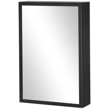 kleankin Dulap pentru Medicamente cu Oglinda pentru Montat pe Perete, Dulap de Baie cu Oglinda cu o Singura Usa, Negru | AOSOM RO imagine