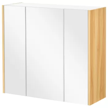Kleankin Dulap pentru medicamente montat pe perete, dulap cu oglinda pentru baie cu 3 usi si rafturi de depozitare reglabile, alb | AOSOM RO imagine