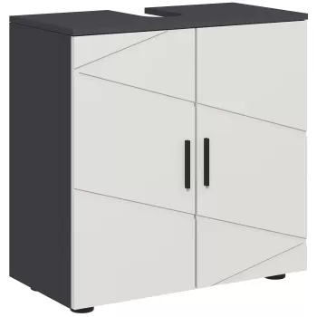 kleankin Dulap sub Chiuveta, Dulap de Baie, Dulap de Depozitare pentru Chiuveta, 60 x 30 x 60 cm, Gri Deschis imagine