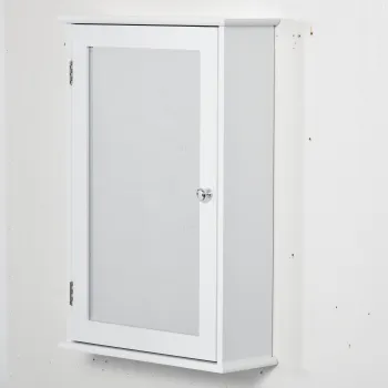 kleankin Dulap suspendat pentru baie cu oglinda - Dulap cu oglinda - Compartiment de depozitare pentru WC - 1 usa, 2 etajere - MDF alb, sticla | Aosom Romania imagine