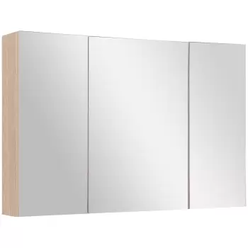 Kleankin Dulapior Mobila de Perete Baie 3 Usi cu Oglinda in Lemn Stejar 90x60x13,5 cm imagine