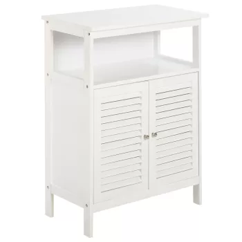 kleankin Dulapior pentru baie cu usi cu doua canaturi economie spatiu rezistent la umezeala din MDF alb 60 x 30 x 81.6cm imagine