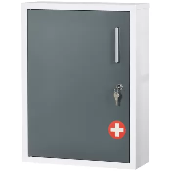 kleankin Dulapior pentru medicamente montat pe perete, cutie de urgenta pe 3 nivele pentru baie, bucatarie | AOSOM RO imagine