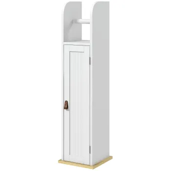 kleankin Mobila de baie suport hartie igienica cu dulap si rafturi reglabile 20 x 20 x 80 cm alb | Aosom Romania imagine