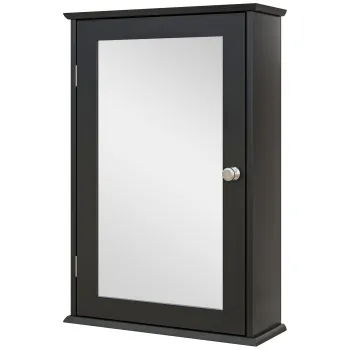 kleankin Mobilier de Baie Dulap Suspendat cu Oglinda 41x14x60cm Negru | Aosom Romania imagine
