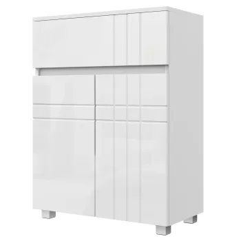 kleankin Mobilier de depozitare pentru baie pe picioare dulap 2 usi 1 sertar, raft reglabil, alb lacuit | Aosom Romania imagine