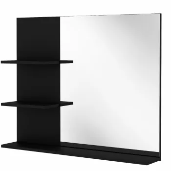 Kleankin Oglinda de Baie cu 3 Rafturi pentru Depozitare, Negru | Aosom Romania imagine
