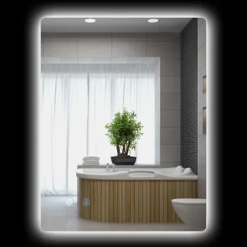kleankin Oglinda de Baie cu Lumina LED, 3 Culori, Intrerupatoare Touch si Luminozitate Reglabila, 70x50x3 cm, Transparent | Aosom Romania imagine
