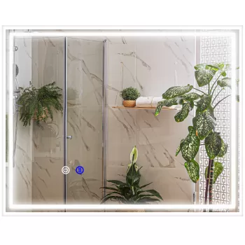 kleankin Oglinda de Baie cu Lumini LED cu 3 Temperaturi de Culoare, Functie de Memorie si Rama din Aluminiu, Orizontala/Verticala, 90x70cm imagine