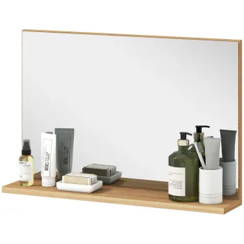 kleankin Oglinda de Baie Moderna cu Polita 60x12x40 cm, Lemn | Aosom Romania imagine