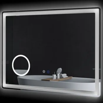 kleankin Oglinda de baie rectangulara cu LED, functie antiabur, luminozitate reglabila, oglinda cu zoom x3 80 x 60 cm transparent | Aosom Romania imagine