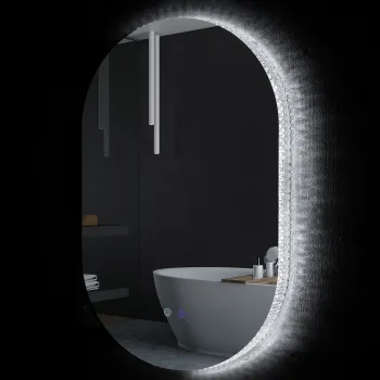 kleankin Oglinda de Perete cu Lumina LED in 3 Culori si Functie Anti-Aburire, 81x51x4.5 cm, Transparent | Aosom Romania imagine