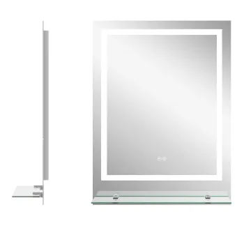 kleankin Oglinda LED dreptunghiulara pentru perete, baie 70 x 50 cm | Aosom Romania imagine