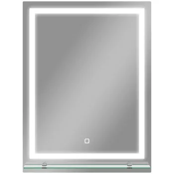 kleankin Oglinda pentru baie 60x80 cm cu 3 culori de lumina, raft din sticla, functie memorie si intrerupator tactil Argintiu | Aosom Romania imagine