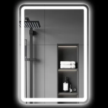 kleankin Oglinda pentru Baie cu Lumini LED, 70x50 cm, Argintiu | Aosom Romania imagine