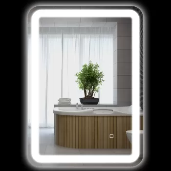 kleankin Oglinda pentru baie cu lumini LED, Oglinda reglabila pentru machiaj cu 3 temperaturi de culoare, pelicula de dezaburire si functie de memorie, cablata, orizontala si verticala, 70 x 50 cm imagine