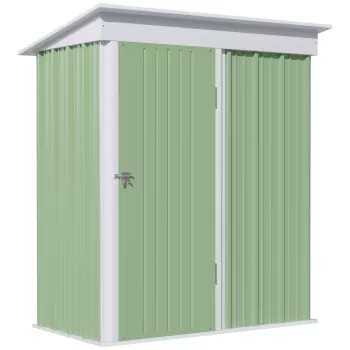 Magazie pentru gradina, de mici dimensiuni, din otel, magazie pentru exterior cu usa cu blocare, 161x95x163/181cm, verde imagine