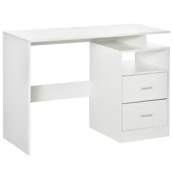 Masa de Birou PC HOMCOM pentru Dormitor sau Birou, Masa de Birou pentru Calculator cu Economisire de spatiu din Lemn, 108x48x76cm, Alb imagine