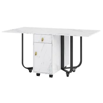 Masa de bucatarie versatila si pliabila, Alb+Negru | Aosom Romania imagine
