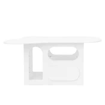 Masa de cafea cu sertare, masa de cafea in forma de nor cu spatii de depozitare deschise, 97x45x43,5 cm, Alb imagine