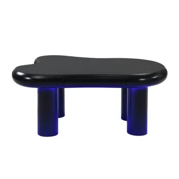 Masa de cafea in forma de nor, din MDF cu iluminare LED si sertar, 98x65,5x40 cm, Negru imagine