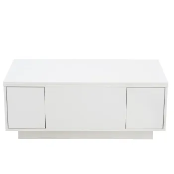 Masa de cafea moderna, multifunctionala, cu mecanism dublu de ridicare si spatiu de depozitare ascuns, 100x50x43 cm, Alb imagine